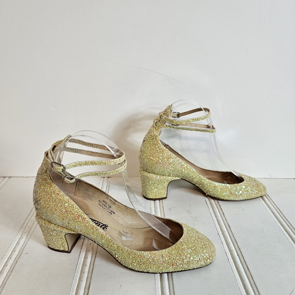 Free People Glitter Ankle-Strap Block Heel in Yellow Gold - Picture 4 of 16